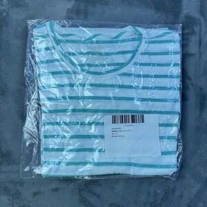 Bonobos Shirt Mens XL White Green Striped Slim Fit Cotton Short‎ Sleeve Teal NEW